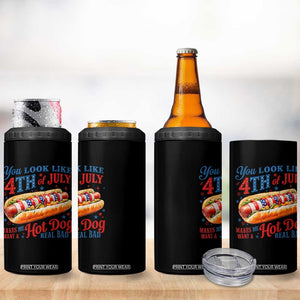 You Look Like 4th of July Hot Dog 4 in 1 Can Cooler Tumbler Funny Patriotic Food Meme TS10 Print Your Wear