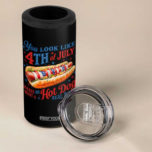 You Look Like 4th of July Hot Dog 4 in 1 Can Cooler Tumbler Funny Patriotic Food Meme TS10 Print Your Wear