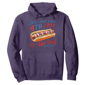 You Look Like 4th of July Hot Dog Hoodie Funny Patriotic Food Meme TS10 Purple Print Your Wear