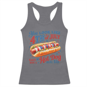 You Look Like 4th of July Hot Dog Racerback Tank Top Funny Patriotic Food Meme TS10 Charcoal Print Your Wear