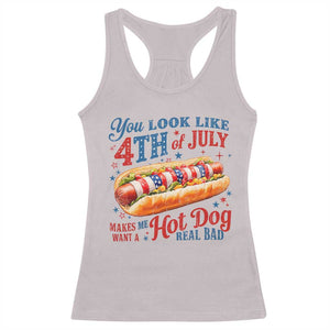 You Look Like 4th of July Hot Dog Racerback Tank Top Funny Patriotic Food Meme TS10 Ice Gray Print Your Wear
