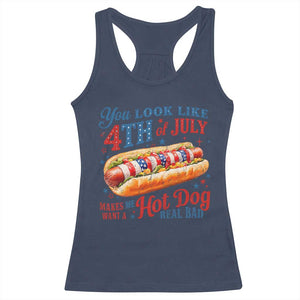 You Look Like 4th of July Hot Dog Racerback Tank Top Funny Patriotic Food Meme TS10 Navy Print Your Wear