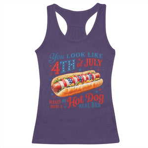 You Look Like 4th of July Hot Dog Racerback Tank Top Funny Patriotic Food Meme TS10 Purple Print Your Wear