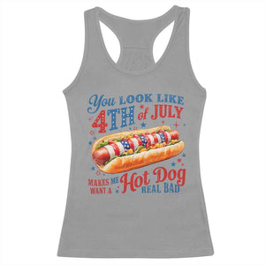 You Look Like 4th of July Hot Dog Racerback Tank Top Funny Patriotic Food Meme TS10 Sport Gray Print Your Wear