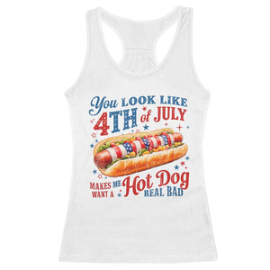 You Look Like 4th of July Hot Dog Racerback Tank Top Funny Patriotic Food Meme TS10 White Print Your Wear