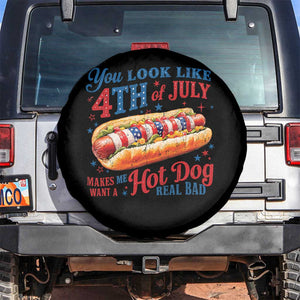 You Look Like 4th of July Hot Dog Spare Tire Cover Funny Patriotic Food Meme TS10 No hole Black Print Your Wear