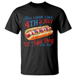 You Look Like 4th of July Hot Dog T Shirt Funny Patriotic Food Meme TS10 Black Print Your Wear
