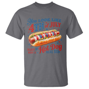 You Look Like 4th of July Hot Dog T Shirt Funny Patriotic Food Meme TS10 Charcoal Print Your Wear