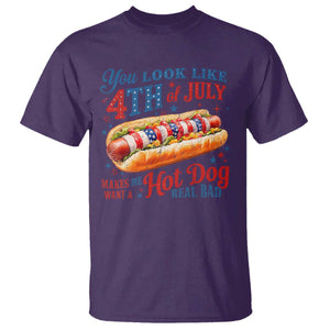 You Look Like 4th of July Hot Dog T Shirt Funny Patriotic Food Meme TS10 Purple Print Your Wear
