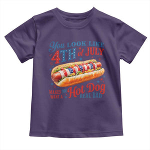 You Look Like 4th of July Hot Dog Toddler T Shirt Funny Patriotic Food Meme TS10 Purple Print Your Wear