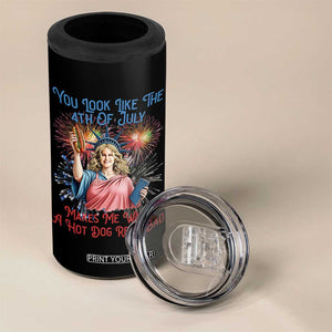 You Look Like The 4th Of July Makes Me Want A Hot Dog Real Bad 4 in 1 Can Cooler Tumbler Funny 4th July Hot Dog Meme TS10 Print Your Wear
