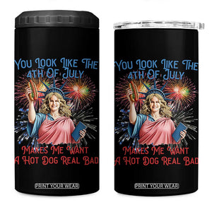 You Look Like The 4th Of July Makes Me Want A Hot Dog Real Bad 4 in 1 Can Cooler Tumbler Funny 4th July Hot Dog Meme TS10 One Size: 16 oz Black Print Your Wear