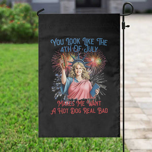 You Look Like The 4th Of July Makes Me Want A Hot Dog Real Bad Garden Flag Funny 4th July Hot Dog Meme TS10 Print Your Wear