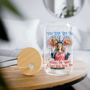 You Look Like The 4th Of July Makes Me Want A Hot Dog Real Bad Glass Can Funny 4th July Hot Dog Meme TS10 Print Your Wear