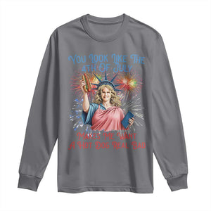 You Look Like The 4th Of July Makes Me Want A Hot Dog Real Bad Long Sleeve Shirt Funny 4th July Hot Dog Meme TS10 Charcoal Print Your Wear