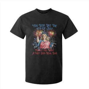 You Look Like The 4th Of July Makes Me Want A Hot Dog Real Bad T Shirt For Kid Funny 4th July Hot Dog Meme TS10 Black Print Your Wear
