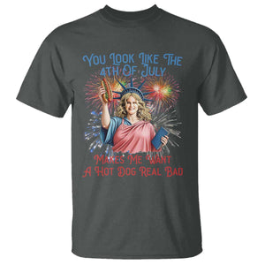 You Look Like The 4th Of July Makes Me Want A Hot Dog Real Bad T Shirt Funny 4th July Hot Dog Meme TS10 Dark Heather Print Your Wear