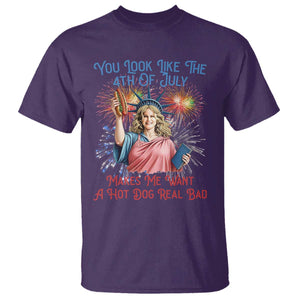 You Look Like The 4th Of July Makes Me Want A Hot Dog Real Bad T Shirt Funny 4th July Hot Dog Meme TS10 Purple Print Your Wear