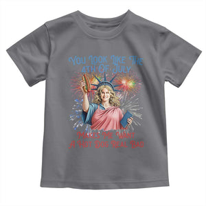 You Look Like The 4th Of July Makes Me Want A Hot Dog Real Bad Toddler T Shirt Funny 4th July Hot Dog Meme TS10 Charcoal Print Your Wear