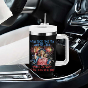 You Look Like The 4th Of July Makes Me Want A Hot Dog Real Bad Tumbler With Handle Funny 4th July Hot Dog Meme TS10 Print Your Wear