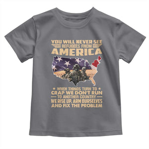 You Will Never See Refugees From America When Things Turn To Toddler T Shirt TS11 Charcoal Print Your Wear