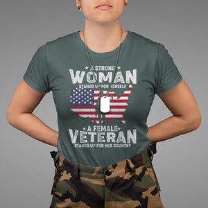 A Female Veteran Stands For Her Country Patriotic American Flag T Shirt TS02 Printyourwear
