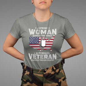 A Female Veteran Stands For Her Country Patriotic American Flag T Shirt TS02 Printyourwear