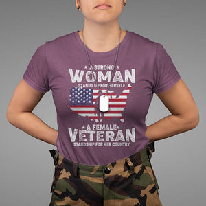 A Female Veteran Stands For Her Country Patriotic American Flag T Shirt TS02 Printyourwear