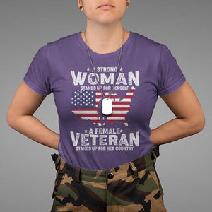 A Female Veteran Stands For Her Country Patriotic American Flag T Shirt TS02 Printyourwear