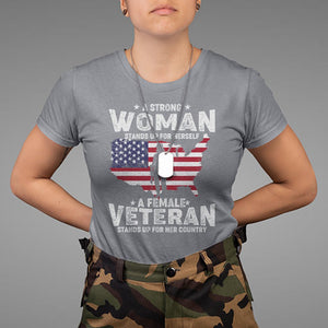 A Female Veteran Stands For Her Country Patriotic American Flag T Shirt TS02 Printyourwear
