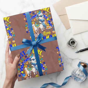 A Girl Loves Hanukkah Wrapping Paper Roll Funny Sloth On Llama Jewish Holiday Gift TS12 Mocha Print Your Wear