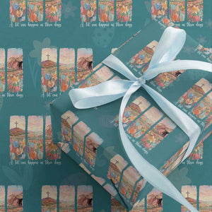 A Lot Can Happen In Three Days Christian Easter Wrapping Paper Roll Empty Tomb Cross Landscape Faith Inspirational Gift TS02 Teal Print Your Wear
