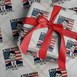 A True Patriot Memorial Wrapping Paper Roll Charlie Kirk Legacy The Greatness of Our Nation TS02 Christmas Plaid Print Your Wear