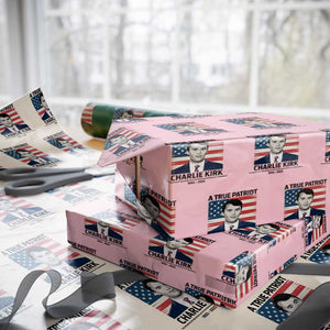 A True Patriot Memorial Wrapping Paper Roll Charlie Kirk Legacy The Greatness of Our Nation TS02 Light Pink Print Your Wear