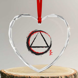 AA Sober Logo Symbol Serenity Recovery Heart Crystal Glass Ornament Japanese Brushstroke Circle TS11 Transparent Glass 3'' Heart Print Your Wear