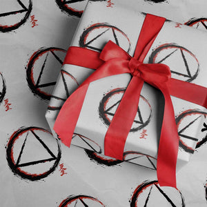AA Sober Logo Symbol Serenity Recovery Wrapping Paper Roll Japanese Brushstroke Circle TS11 White Print Your Wear