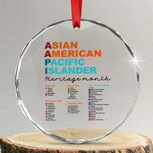 AAPI Heritage Month Crystal Glass Ornament Asian American and Pacific Islander Countries Pride TS02 Transparent Glass 3'' Circle Print Your Wear