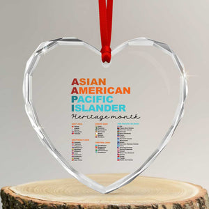 AAPI Heritage Month Heart Crystal Glass Ornament Asian American and Pacific Islander Countries Pride TS02 Transparent Glass 3'' Heart Print Your Wear