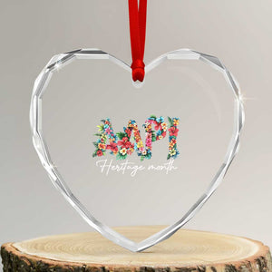 AAPI Heritage Month Heart Crystal Glass Ornament Retro Elegant Floral Asian American Pacific Islander TS02 Transparent Glass 3'' Heart Print Your Wear