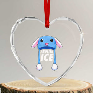 Abolish Ice Heart Crystal Glass Ornament Blue Bunny Hat Pro Immigrant Resist Minnesota TS11 Transparent Glass 3'' Heart Print Your Wear