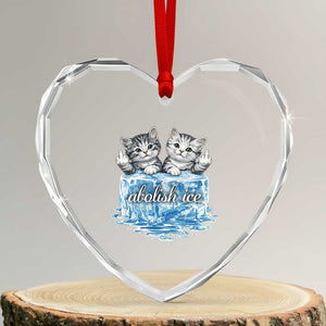 Abolish Ice Heart Crystal Glass Ornament Cute Cat Melting Ice Pro Immigrant TS11 Transparent Glass 3'' Heart Print Your Wear