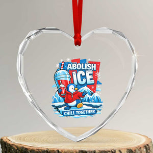 Abolish Ice Heart Crystal Glass Ornament Subtle FDT Penguin Slush Drink Funny Summer Chill Mode TS10 Transparent Glass 3'' Heart Print Your Wear