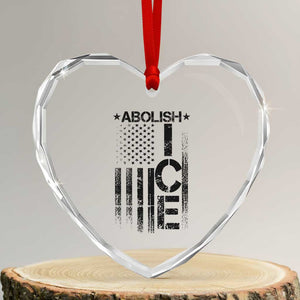 Abolish ICE Heart Crystal Glass Ornament Vintage American Flag TS10 Transparent Glass 3'' Heart Print Your Wear