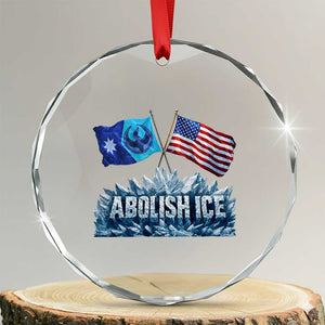 Abolish Ice Minnesota American Flag Crystal Glass Ornament MN Rebel Loon Resistance Protest TS02 Transparent Glass 3'' Circle Print Your Wear