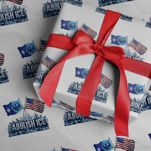 Abolish Ice Minnesota American Flag Wrapping Paper Roll MN Rebel Loon Resistance Protest TS02 White Print Your Wear