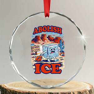 Abolish Ice Protest Crystal Glass Ornament Retro Protest No Human Is Illegal TS10 Transparent Glass 3'' Circle Print Your Wear