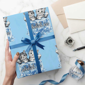 Abolish Ice Wrapping Paper Roll Cute Cat Melting Ice Pro Immigrant TS11 Light Blue Print Your Wear
