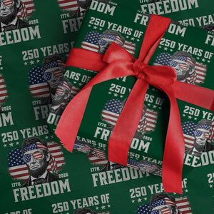 Abraham Lincoln 250 Years Of Freedom Wrapping Paper Roll 1776 2026 4th of July
