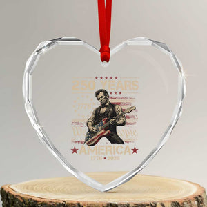 Abraham Lincoln Playing Guitar 250th Anniversary Heart Crystal Glass Ornament 250 Years 1776 2026 4th July USA Flag We The People