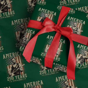 Abraham Lincoln Playing Guitar 4th July US 250th Anniversary Wrapping Paper Roll TS11 Green Print Your Wear